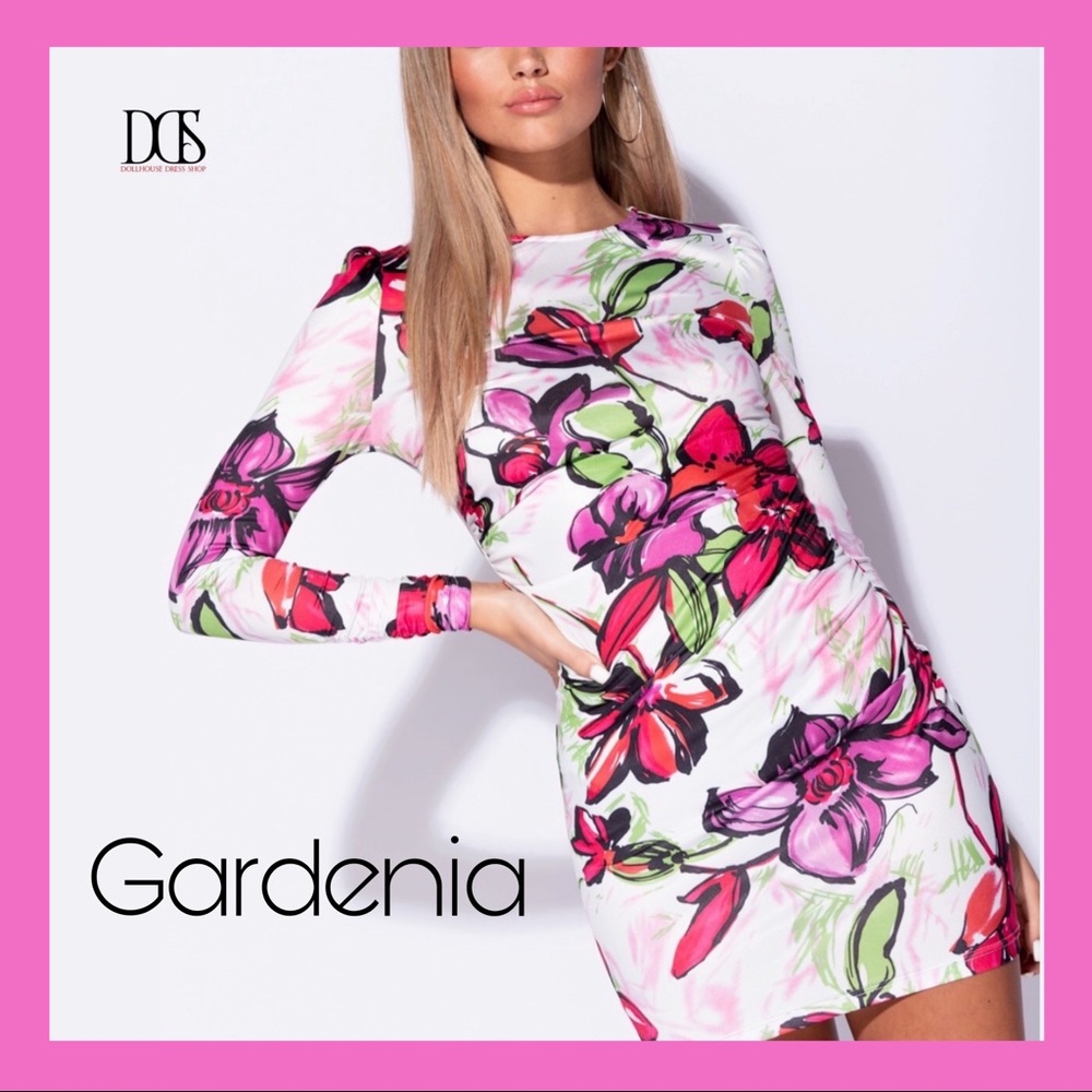 5⭐️ Gardenia - Long Sleeve White Floral Mini Dress